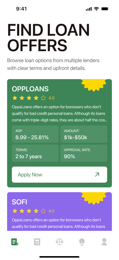 Offer feed screen